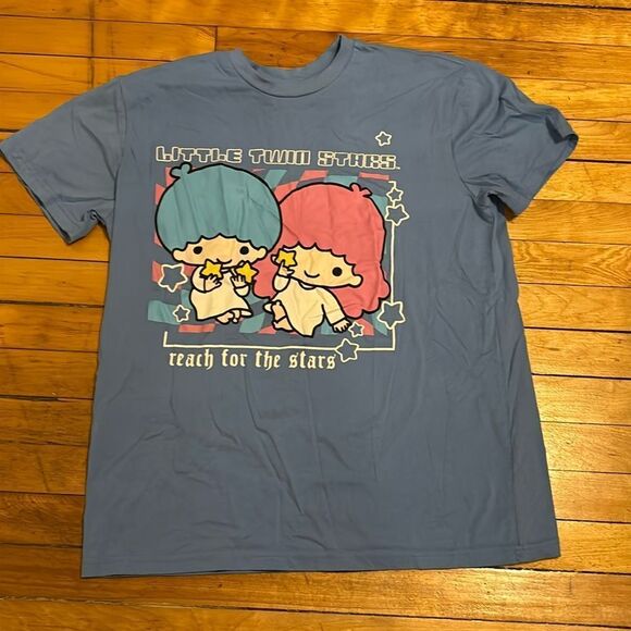 Little Twin Stars Japanese Anime Blue T-shirt Reach for the stars size L - Picture 1 of 5